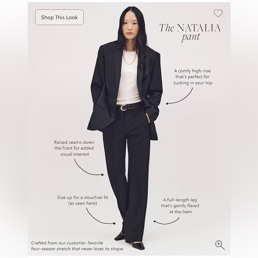 J. Crew Natalia Four-Season Stretch Black Piping Dress Pant Trouser Size 24W